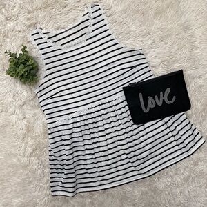 Boutique Baby Doll Striped Tank with Lace Trim 💗 White & Black